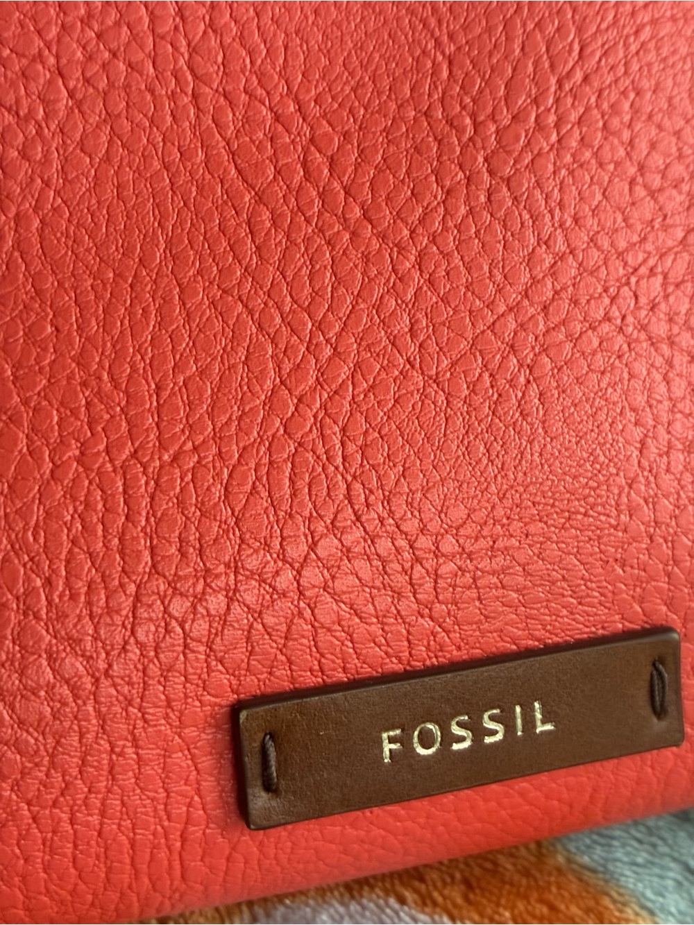 Fossil Colorblock Leather Tote in Pink, Red, Burgundy & Brown Straps - Picture 3 of 9